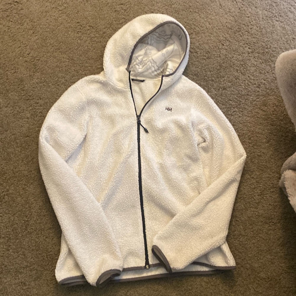 Helly Hansen white teddy fleece zip up